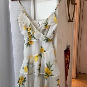 Japna Yellow and Green Sleeveless Mini Sundress